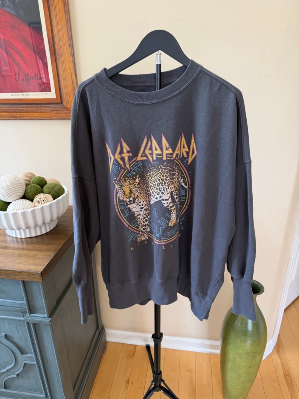 Abercrombie Def Leppard Sweatshirt XL Oversized Graphic Soft Gray